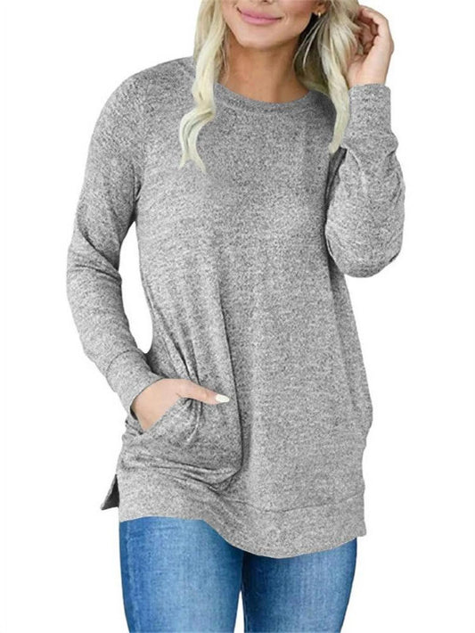 Women Tunic Long Sleeve round Neck Sweatshirts for Women Red Large